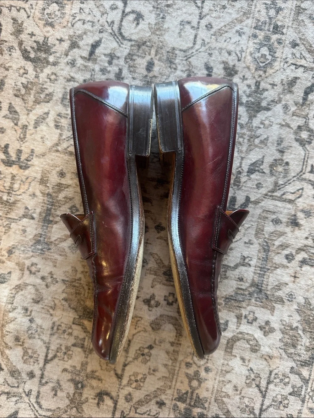 Salvatore Ferragamo Oxblood Leather Penny Loafers Men's Size 8.5 Burgundy Luxur
